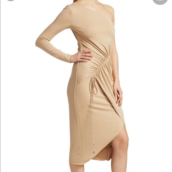 Cushnie one sleeve asymmetrical dress in “latte” - Picture 4 of 4